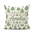 Custom Name Hand Drawn Christmas Trees with Ornaments and Dots Square Filled Cushion Throw Pillow Sofa Bed Home Decor Zip Washable UK Made