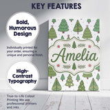 Personalised Name Hand Drawn Christmas Custom  Modern Room Accent Elegant Feature Canvas Wall Art Print Decor Picture Ready to Hang