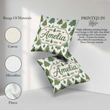 Custom Name Hand Drawn Christmas Trees with Ornaments and Dots Square Filled Cushion Throw Pillow Sofa Bed Home Decor Zip Washable UK Made