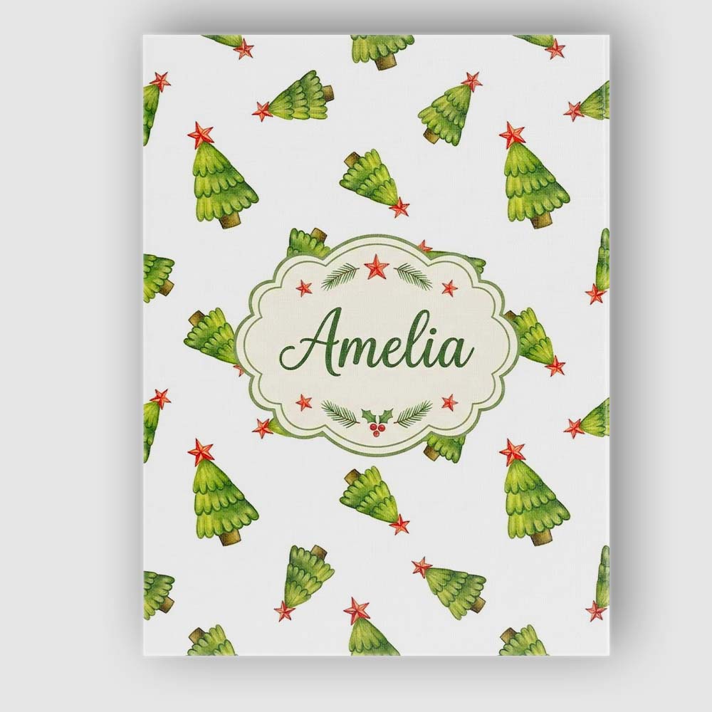 Personalised Name Scattered Christmas Trees Custom  Bespoke Interior Contemporary Canvas Wall Art Print Decor Picture Ready to Hang