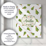 Personalised Name Scattered Christmas Trees Custom  Bespoke Interior Contemporary Canvas Wall Art Print Decor Picture Ready to Hang