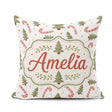 Custom Name Festive Christmas Trees with Candy and Dots Seamless Square Filled Cushion Throw Pillow Sofa Bed Home Decor Zip Washable UK Made