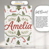 Festive Christmas Trees with Candy Canes and Dots Seamless Pattern  Personalised Custom Name Super Soft Fleece Blanket Bed Sofa Throw