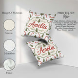 Custom Name Festive Christmas Trees with Candy and Dots Seamless Square Filled Cushion Throw Pillow Sofa Bed Home Decor Zip Washable UK Made