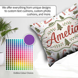 Custom Name Festive Christmas Trees with Candy and Dots Seamless Square Filled Cushion Throw Pillow Sofa Bed Home Decor Zip Washable UK Made