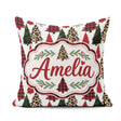 Custom Name Trendy Christmas Trees in Plaid and Leopard Seamless Square Filled Cushion Throw Pillow Sofa Bed Home Decor Zip Washable UK Made
