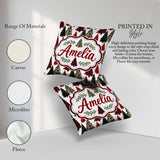 Custom Name Trendy Christmas Trees in Plaid and Leopard Seamless Square Filled Cushion Throw Pillow Sofa Bed Home Decor Zip Washable UK Made
