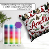 Custom Name Trendy Christmas Trees in Plaid and Leopard Seamless Square Filled Cushion Throw Pillow Sofa Bed Home Decor Zip Washable UK Made