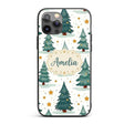 Winter Snowy Christmas Trees with Golden Stars Custom Name Protective Phone Case Mobile Cover Durable Everyday Smartphone Shock Resistant