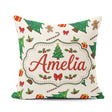 Custom Name Christmas Trees with Gifts Candy Canes and Seamless Square Filled Cushion Throw Pillow Sofa Bed Home Decor Zip Washable UK Made
