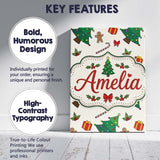 Personalised Name Cute Christmas Trees with Custom  Bespoke Interior Contemporary Canvas Wall Art Print Decor Picture Ready to Hang
