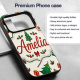 Cute Christmas Trees with Gifts Candy Canes and Custom Name Protective Phone Case Mobile Cover Durable Everyday Smartphone Shock Resistant