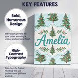 Personalised Name Decorated Christmas Tree Custom  Unique Gift Idea Elegant Feature Canvas Wall Art Print Decor Picture Ready to Hang