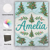 Personalised Name Decorated Christmas Tree Custom  Unique Gift Idea Elegant Feature Canvas Wall Art Print Decor Picture Ready to Hang