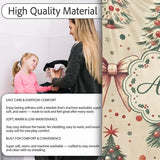 Vintage Christmas Tree with Red Bows Ornaments and Snowflakes  Personalised Custom Name Super Soft Fleece Blanket Bed Sofa Throw