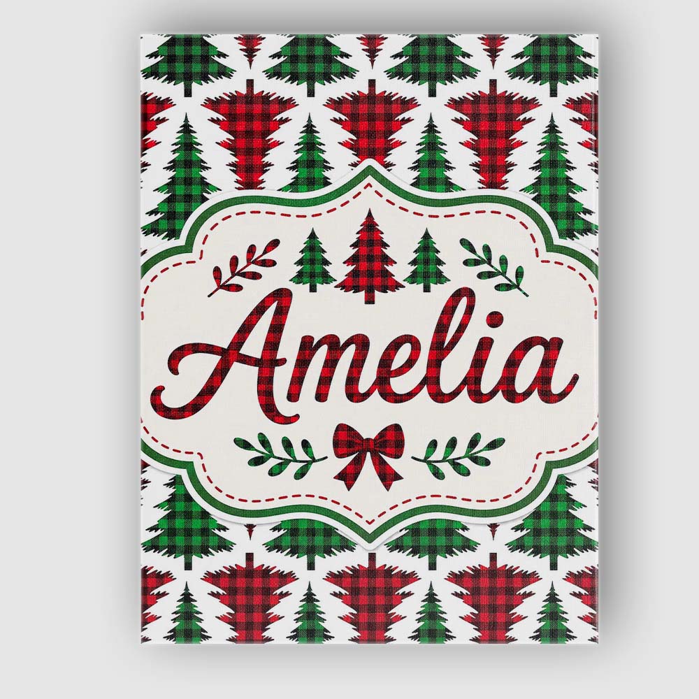 Personalised Name Buffalo Plaid Christmas Custom  Unique Gift Idea Elegant Feature Canvas Wall Art Print Decor Picture Ready to Hang