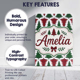 Personalised Name Buffalo Plaid Christmas Custom  Unique Gift Idea Elegant Feature Canvas Wall Art Print Decor Picture Ready to Hang