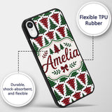 Buffalo Plaid Christmas Tree in Red and Green Custom Name Protective Phone Case Mobile Cover Durable Everyday Smartphone Shock Resistant