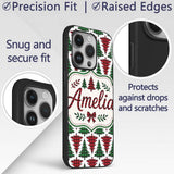 Buffalo Plaid Christmas Tree in Red and Green Custom Name Protective Phone Case Mobile Cover Durable Everyday Smartphone Shock Resistant