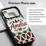 Buffalo Plaid Christmas Tree in Red and Green Custom Name Protective Phone Case Mobile Cover Durable Everyday Smartphone Shock Resistant