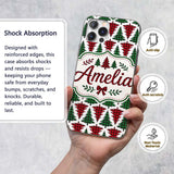 Buffalo Plaid Christmas Tree in Red and Green Custom Name Protective Phone Case Mobile Cover Durable Everyday Smartphone Shock Resistant
