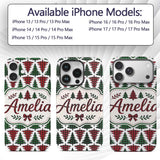 Buffalo Plaid Christmas Tree in Red and Green Custom Name Protective Phone Case Mobile Cover Durable Everyday Smartphone Shock Resistant