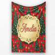 Festive Christmas Trees with Gifts Stars and Ornaments on Red Lovely  Personalised Custom Name Super Soft Fleece Blanket Bed Sofa Throw