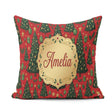 Custom Name Festive Christmas Trees with Gifts Stars and on Red Square Filled Cushion Throw Pillow Sofa Bed Home Decor Zip Washable UK Made