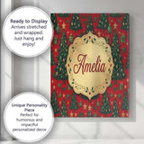 Personalised Name Festive Christmas Trees Custom  Unique Gift Idea Elegant Feature Canvas Wall Art Print Decor Picture Ready to Hang