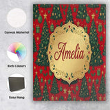 Personalised Name Festive Christmas Trees Custom  Unique Gift Idea Elegant Feature Canvas Wall Art Print Decor Picture Ready to Hang
