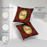 Custom Name Festive Christmas Trees with Gifts Stars and on Red Square Filled Cushion Throw Pillow Sofa Bed Home Decor Zip Washable UK Made