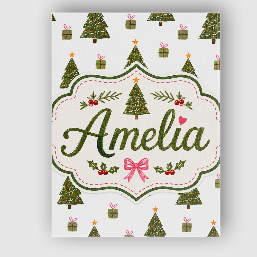 Personalised Name Minimal Christmas Trees Custom  Unique Gift Idea Elegant Feature Canvas Wall Art Print Decor Picture Ready to Hang