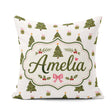 Custom Name Minimal Christmas Trees with Gifts and Stars Pattern Square Filled Cushion Throw Pillow Sofa Bed Home Decor Zip Washable UK Made