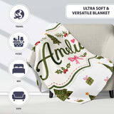 Minimal Christmas Trees with Gifts and Stars Cute Seamless Pattern  Personalised Custom Name Super Soft Fleece Blanket Bed Sofa Throw