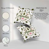 Custom Name Minimal Christmas Trees with Gifts and Stars Pattern Square Filled Cushion Throw Pillow Sofa Bed Home Decor Zip Washable UK Made