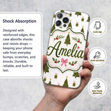 Minimal Christmas Trees with Gifts and Stars Cute Custom Name Protective Phone Case Mobile Cover Durable Everyday Smartphone Shock Resistant