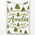 Hand Drawn Christmas Trees with Stars Minimal Seamless Pattern  Personalised Custom Name Super Soft Fleece Blanket Bed Sofa Throw