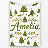 Hand Drawn Christmas Trees with Stars Minimal Seamless Pattern  Personalised Custom Name Super Soft Fleece Blanket Bed Sofa Throw