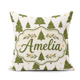 Custom Name Hand Drawn Trees with Stars Minimal Seamless Pattern Square Filled Cushion Throw Pillow Sofa Bed Home Decor Zip Washable UK Made