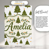 Hand Drawn Christmas Trees with Stars Minimal Seamless Pattern  Personalised Custom Name Super Soft Fleece Blanket Bed Sofa Throw