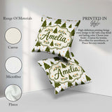 Custom Name Hand Drawn Trees with Stars Minimal Seamless Pattern Square Filled Cushion Throw Pillow Sofa Bed Home Decor Zip Washable UK Made