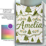 Hand Drawn Christmas Trees with Stars Minimal Seamless Pattern  Personalised Custom Name Super Soft Fleece Blanket Bed Sofa Throw
