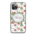 Winter Village with Red Houses Cars and Snowy Custom Name Protective Phone Case Mobile Cover Durable Everyday Smartphone Shock Resistant