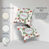 Custom Name Winter with Red Houses Cars and Snowy Trees Seamless Square Filled Cushion Throw Pillow Sofa Bed Home Decor Zip Washable UK Made