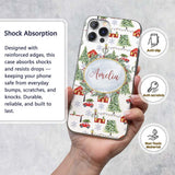 Winter Village with Red Houses Cars and Snowy Custom Name Protective Phone Case Mobile Cover Durable Everyday Smartphone Shock Resistant