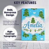 Personalised Name Christmas Trees with Bows Custom  Bespoke Interior Contemporary Canvas Wall Art Print Decor Picture Ready to Hang