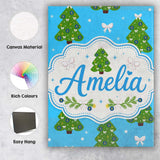 Personalised Name Christmas Trees with Bows Custom  Bespoke Interior Contemporary Canvas Wall Art Print Decor Picture Ready to Hang