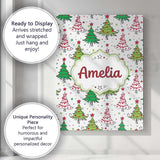 Personalised Name Hand Drawn Christmas Custom  Modern Room Accent Elegant Feature Canvas Wall Art Print Decor Picture Ready to Hang