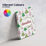 Personalised Name Hand Drawn Christmas Custom  Modern Room Accent Elegant Feature Canvas Wall Art Print Decor Picture Ready to Hang