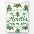 Colorful Christmas Tree with Bright Baubles and Star Top Seamless  Personalised Custom Name Super Soft Fleece Blanket Bed Sofa Throw